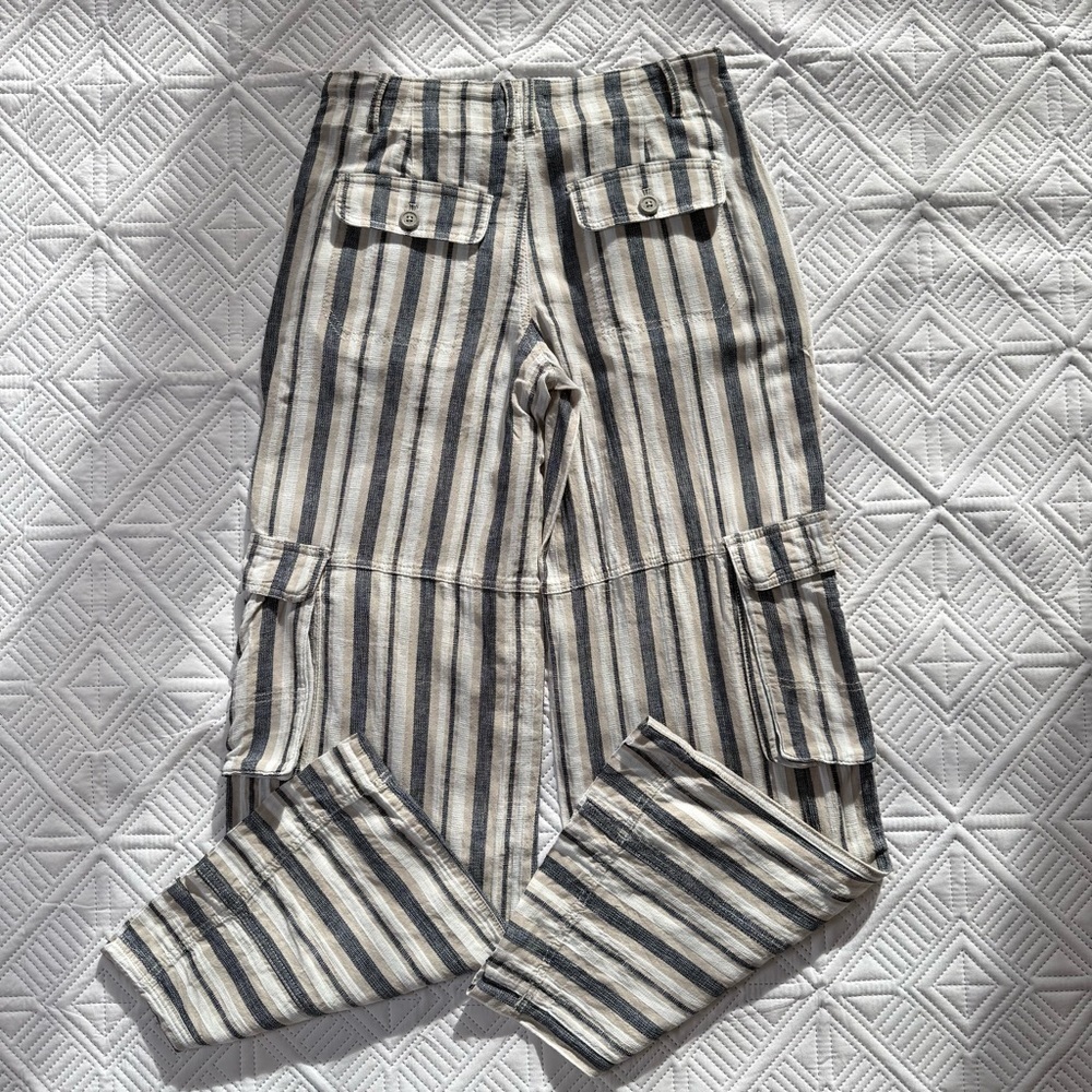 Anthropologie Pilcro Beach Cargo Pants in a striped linen blend Size 26 - Picture 11 of 12